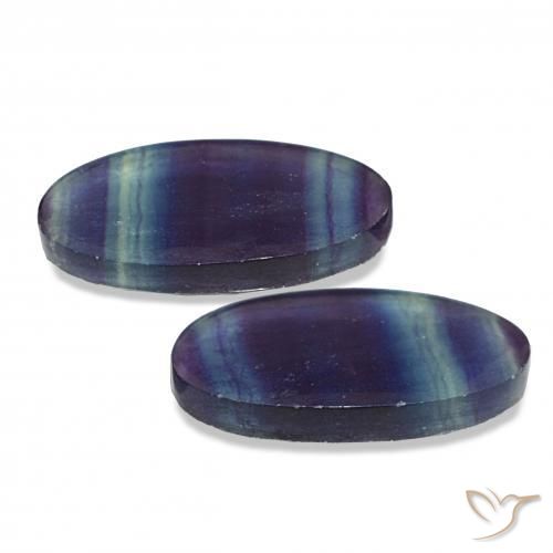 أحجار فلوريت متعدد الألوان طبيعية، بيضوي، شفاف، وزنها 22.07 قيراط