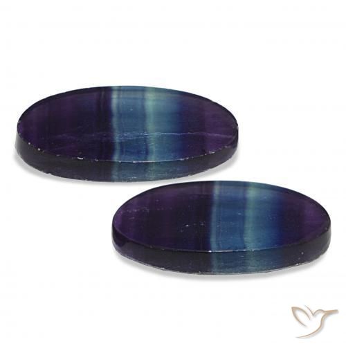 أحجار فلوريت متعدد الألوان طبيعية، بيضوي، شفاف، وزنها 24.57 قيراط