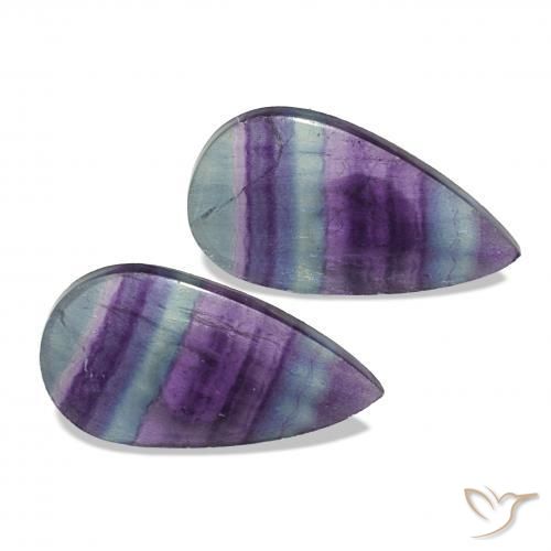 أحجار فلوريت متعدد الألوان طبيعية، شكل الكمثرى، شفاف، وزنها 18.91 قيراط