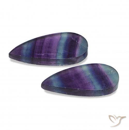 أحجار فلوريت متعدد الألوان طبيعية، شكل الكمثرى، شفاف، وزنها 18.91 قيراط