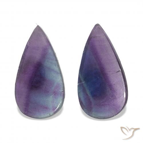 أحجار فلوريت متعدد الألوان طبيعية، شكل الكمثرى، شفاف، وزنها 16.89 قيراط