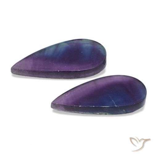 أحجار فلوريت متعدد الألوان طبيعية، شكل الكمثرى، شفاف، وزنها 16.89 قيراط