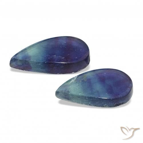 أحجار فلوريت متعدد الألوان طبيعية، شكل الكمثرى، شفاف، وزنها 10.87 قيراط