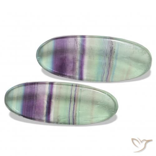 أحجار فلوريت متعدد الألوان طبيعية، بيضوي، شفاف، وزنها 62.92 قيراط