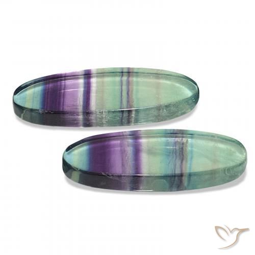 أحجار فلوريت متعدد الألوان طبيعية، بيضوي، شفاف، وزنها 62.92 قيراط