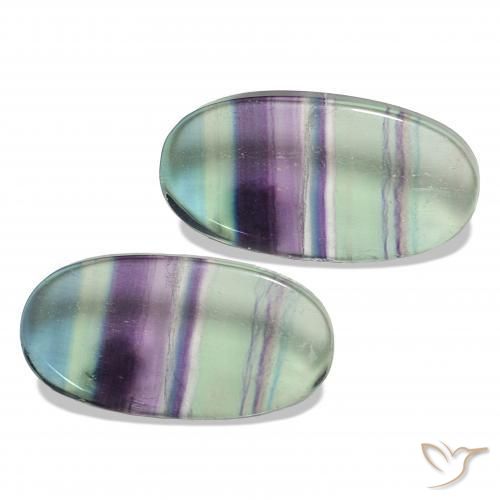 أحجار فلوريت متعدد الألوان طبيعية، بيضوي، شفاف، وزنها 79.28 قيراط