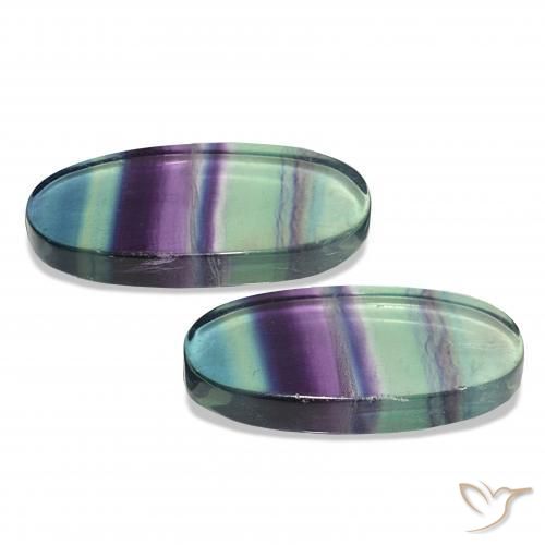 أحجار فلوريت متعدد الألوان طبيعية، بيضوي، شفاف، وزنها 79.28 قيراط