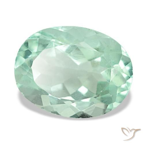 فلوريت طبيعي بلون أخضر نعناعي، وزن ‎5.65‎ قيراط، شكل بيضاوى، مقاس ‎12.3x9.5‎ مم
