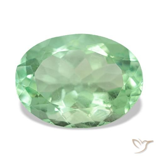 6.46ct أخضر فلوريت, بيضاوي, قليلا جدا