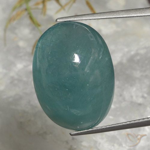 22.47ct طبيعي ازرق مخضر غرانديديريت, بيضوي, نصف شفاف