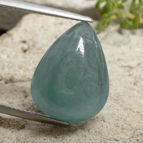 12.25ct طبيعي ازرق مخضر غرانديديريت, شكل الكمثرى, نصف شفاف