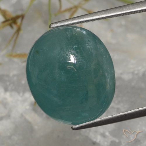 11.72ct طبيعي فيروزى غامق غرانديديريت, بيضوي, نصف شفاف