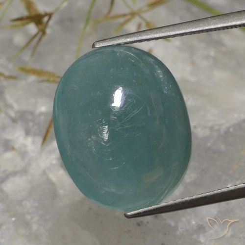 12.95ct طبيعي أخضر أزرق متوسط غرانديديريت, بيضوي, نصف شفاف