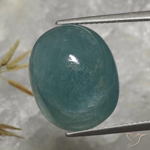 19.52ct طبيعي أخضر أزرق داكن غرانديديريت, بيضوي, نصف شفاف