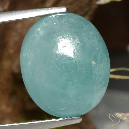 7.32ct طبيعي أخضر أزرق غرانديديريت, بيضوي, نصف شفاف