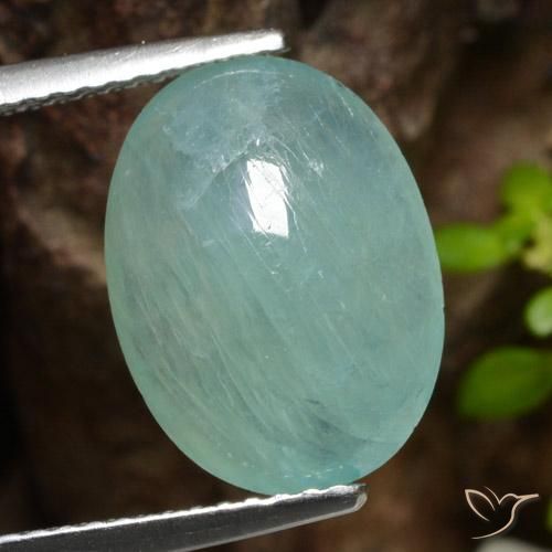 5.25ct طبيعي أخضر أزرق غرانديديريت, بيضوي, نصف شفاف