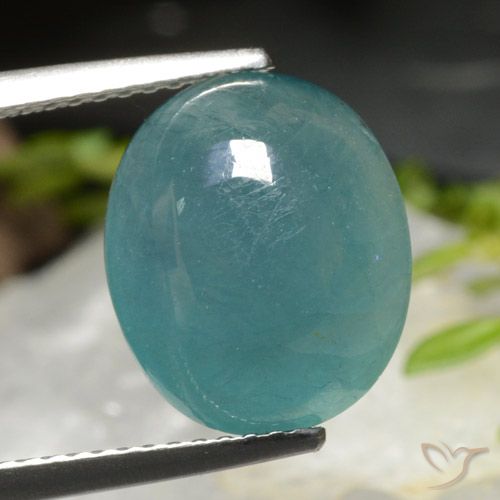 5.96ct طبيعي أخضر أزرق داكن غرانديديريت, بيضوي, نصف شفاف
