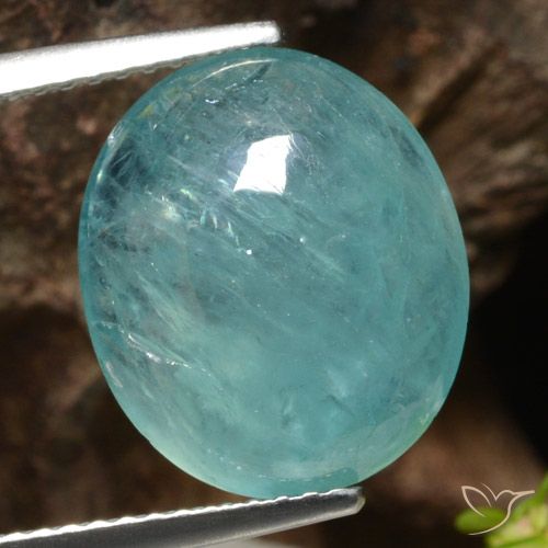6.41ct طبيعي أخضر أزرق داكن-متوسط غرانديديريت, بيضوي, نصف شفاف