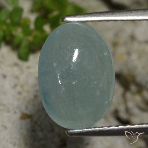 3.78ct طبيعي أخضر-أزرق باهت غرانديديريت, بيضوي, نصف شفاف