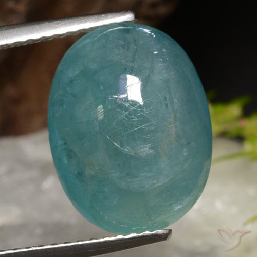 7.22ct طبيعي أخضر أزرق غرانديديريت, بيضوي, نصف شفاف
