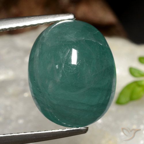 8.97ct طبيعي فيروزى غامق غرانديديريت, بيضوي, نصف شفاف