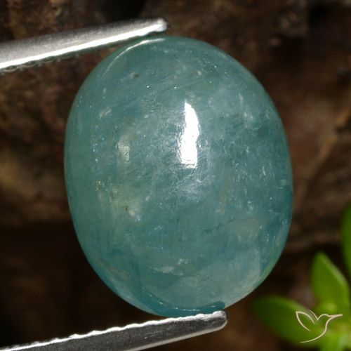 6.92ct طبيعي أزرق أخضر متوسط غرانديديريت, بيضوي, نصف شفاف