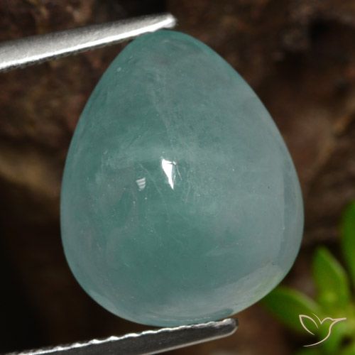 7.18ct طبيعي أزرق أخضر فاتح غرانديديريت, شكل الكمثرى, نصف شفاف