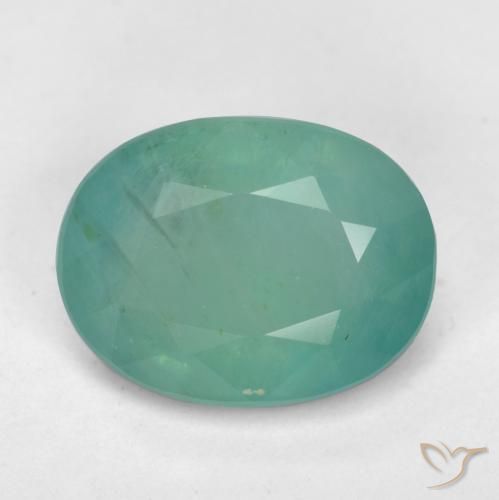 2.58ct طبيعي أخضر مزرق متوسط غرانديديريت, بيضوي, SI
