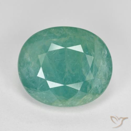 6.31ct طبيعي أخضر مزرق متوسط غرانديديريت, بيضوي, SI-I1