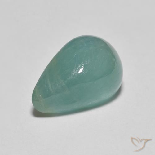 4.27ct طبيعي أخضر مزرق فاتح غرانديديريت, شكل الكمثرى, نصف شفاف