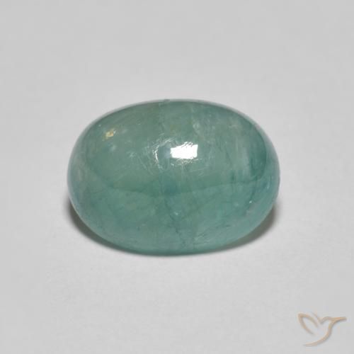 2.98ct طبيعي أخضر مزرق فاتح غرانديديريت, بيضوي, نصف شفاف