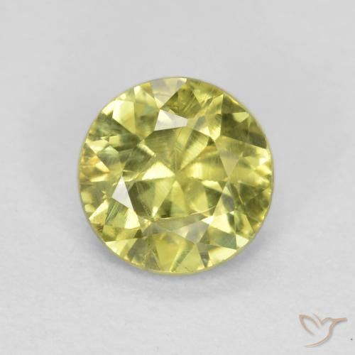 0.48ct طبيعي أصفر مخضر فاتح عقيق غروسوليت, دائري, VS-SI