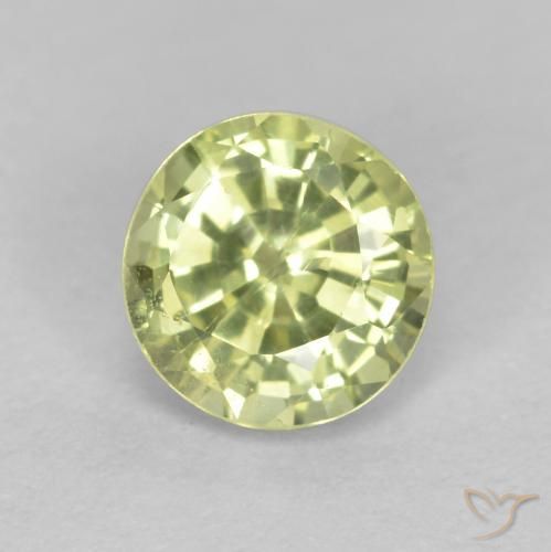 0.55ct طبيعي أصفر مخضر فاتح عقيق غروسوليت, دائري, قليلا جدا