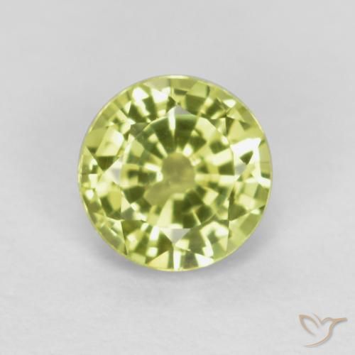 0.46ct طبيعي أصفر ليمونى فاتح عقيق غروسوليت, دائري, قليلا جدا