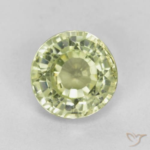 0.51ct طبيعي أصفر مخضر فاتح عقيق غروسوليت, دائري, قليلا جدا