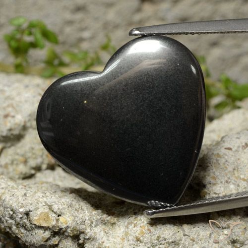 23.41ct طبيعي رمادة أسود هيماتيت حجر الدم, قلب, غير شفاف