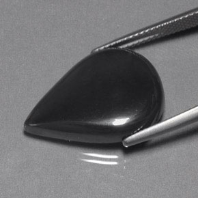 هيماتيت حجر الدم رمادة أسود طبيعي، شكل الكمثرى، 20.78 قيراط، غير شفاف