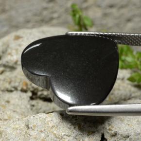 هيماتيت حجر الدم رمادي غامق طبيعي، شكل القلب، 25.82 قيراط، غير شفاف