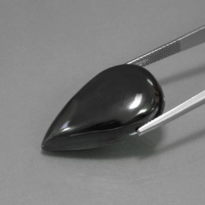 هيماتيت حجر الدم رمادة أسود طبيعي، شكل الكمثرى، 43.28 قيراط، غير شفاف