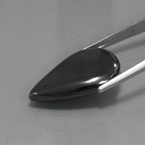 هيماتيت طبيعي بلون أسود رمادي، وزن ‎28.96‎ قيراط، شكل شكل الكمثرى، مقاس ‎26.7x17.3‎ مم