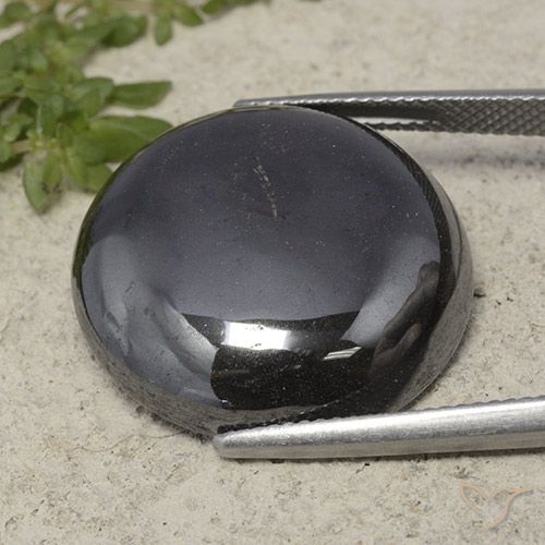 39.79ct طبيعي رمادة أسود هيماتيت حجر الدم, دائري, غير شفاف