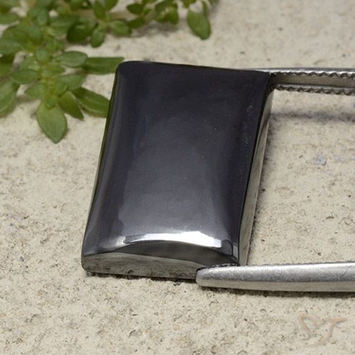 22.13ct طبيعي رمادة أسود هيماتيت حجر الدم, باجيت, غير شفاف