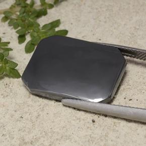 هيماتيت حجر الدم رمادة أسود طبيعي، قص الزمرد، 19.27 قيراط، غير شفاف