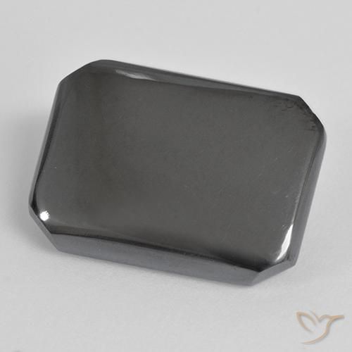 17.55ct طبيعي رمادى متوسط هيماتيت حجر الدم, قص الزمرد, غير شفاف