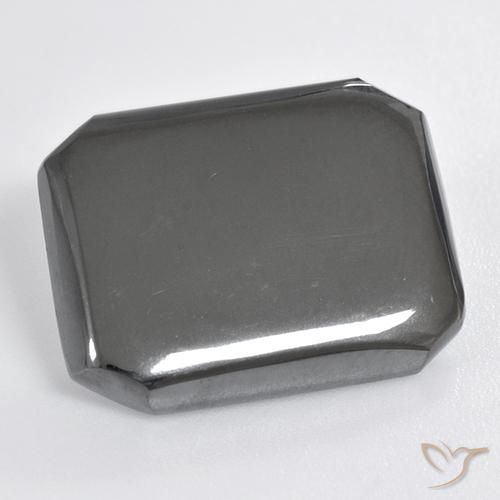 18.98ct طبيعي رمادى متوسط هيماتيت حجر الدم, قص الزمرد, غير شفاف