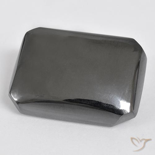 25.04ct طبيعي رمادى متوسط هيماتيت حجر الدم, قص الزمرد, غير شفاف