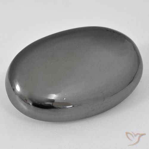34.18ct طبيعي رمادى فضى هيماتيت حجر الدم, بيضوي, غير شفاف