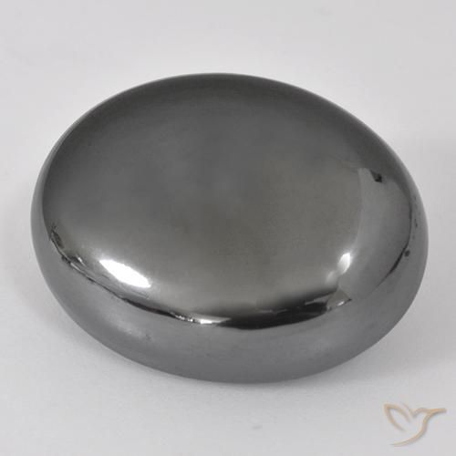 38.37ct طبيعي رمادى فضى هيماتيت حجر الدم, بيضوي, غير شفاف