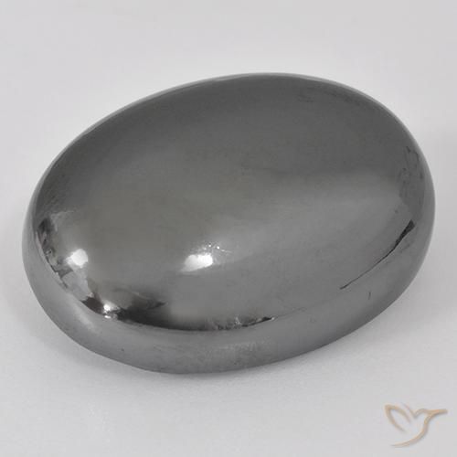 41.28ct طبيعي رمادى فضى هيماتيت حجر الدم, بيضوي, غير شفاف