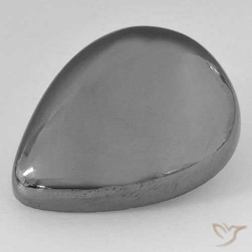 33.97ct طبيعي رمادى فضى هيماتيت حجر الدم, شكل الكمثرى, غير شفاف